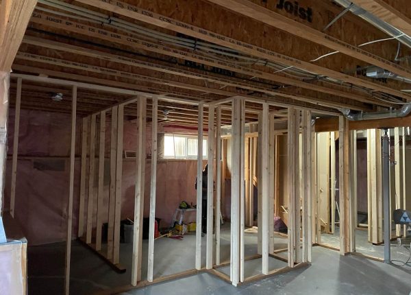 Framing Process in the Basement Renovation at Silverado, Calgary - YYC Renovate